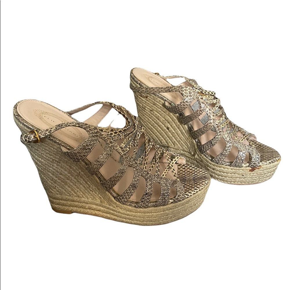Elie Tahari Snake Wedge Sandals